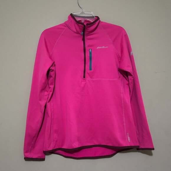 Eddie Bauer Tops - Eddie Bauer Womens Hot Pink Half Zip Pullover Sweatshirt Large